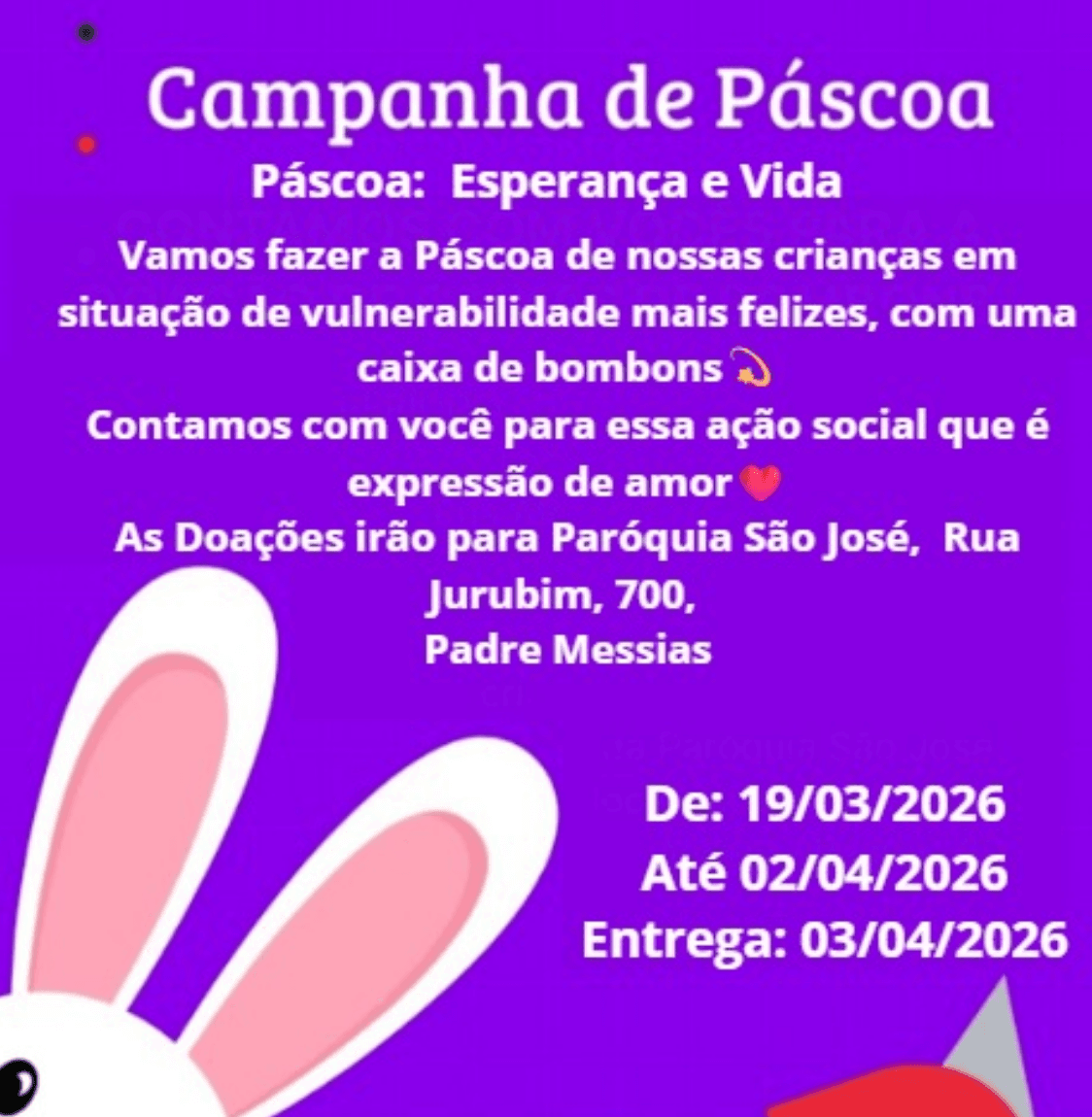 Campanha de Páscoa: Esperança e Vida