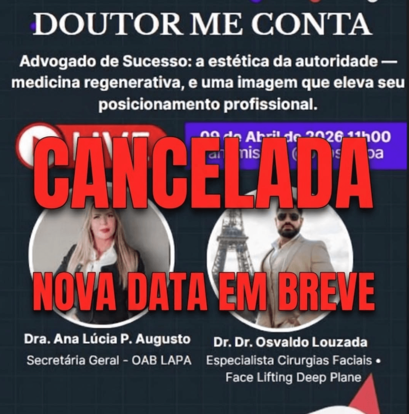 [ CANCELADO ] 🔴 DOUTOR ME CONTA – AO VIVO: Advogado de Sucesso: a estética da autoridade — medicina regenerativa, e uma imagem que eleva seu posicionamento profissional