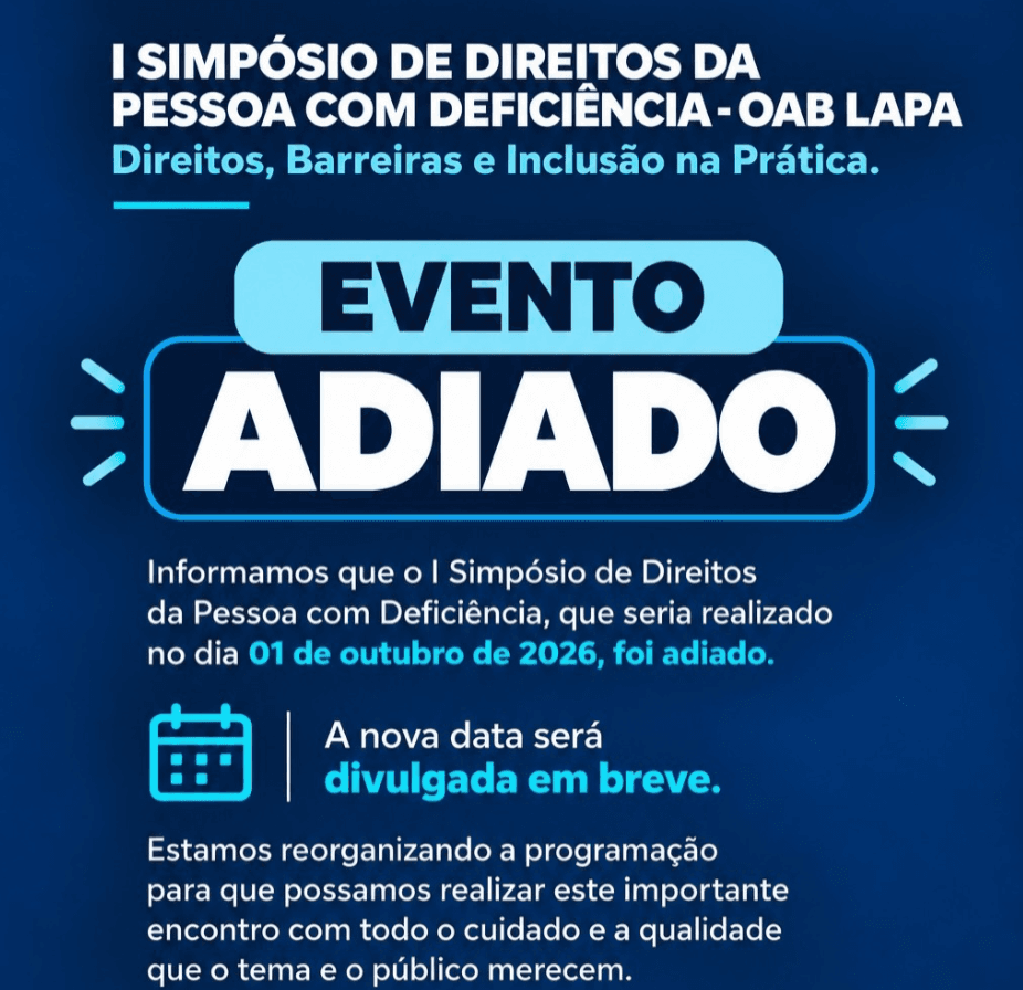 [ EVENTO ADIADO ] I Simpósio de Direitos da Pessoa com Deficiência: Direitos, Barreiras e Inclusão na Prática