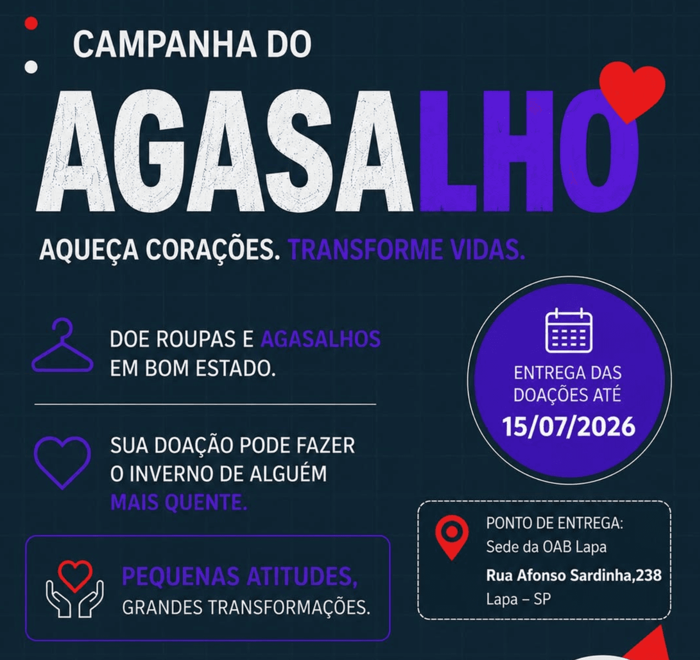 ❤️ Campanha do Agasalho (até 15/07) ❤️