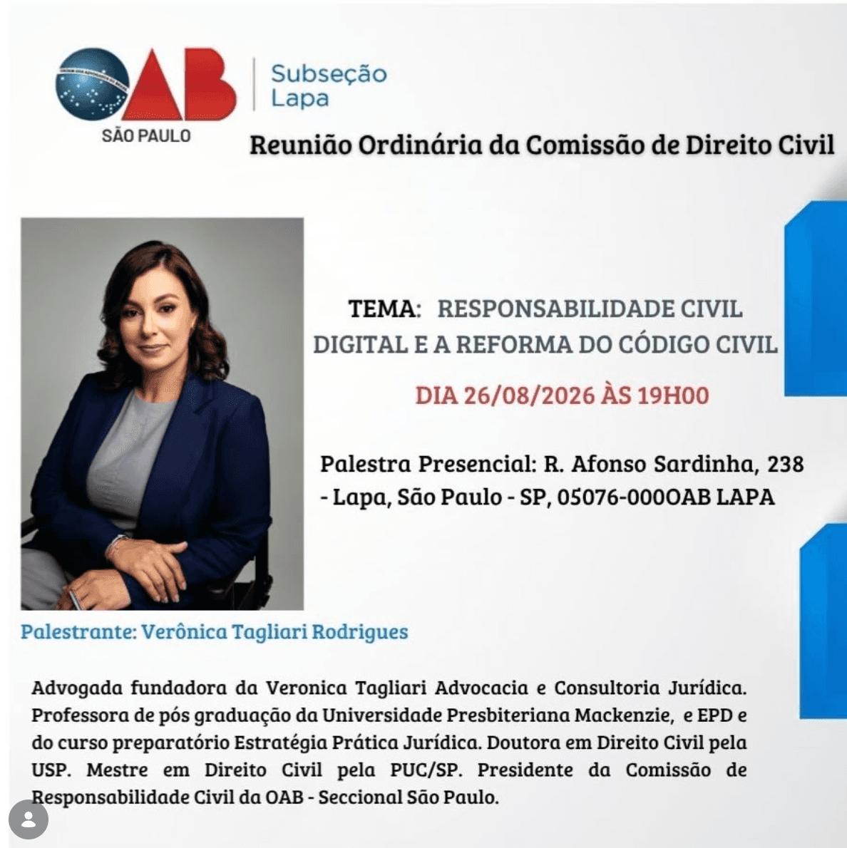 Reunião de Comissão: DIREITO CIVIL Responsabilidade Civil Digital e a Reforma do Código Civil